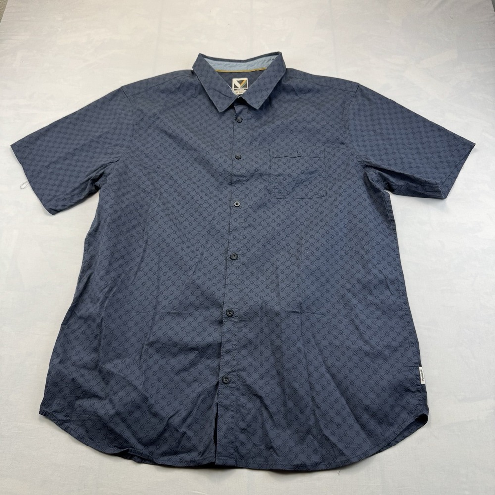 Voyager Men's 2XL Blue Geometric Short Sleeve Button Up Shirt Casual Pocket